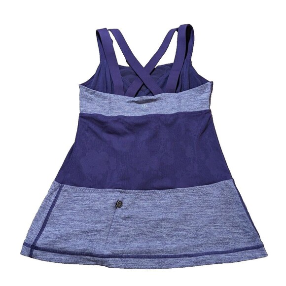 Lululemon Womens Chaturanga Tank Top Heathered Concord Grape Size 6 Double Strap - Picture 2 of 10